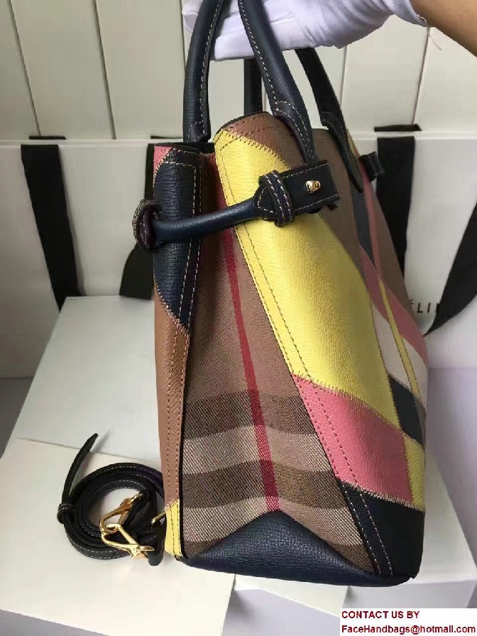 Colour Block Patchwork Leather Medium Banner Bag 40297141 Yellow 2017