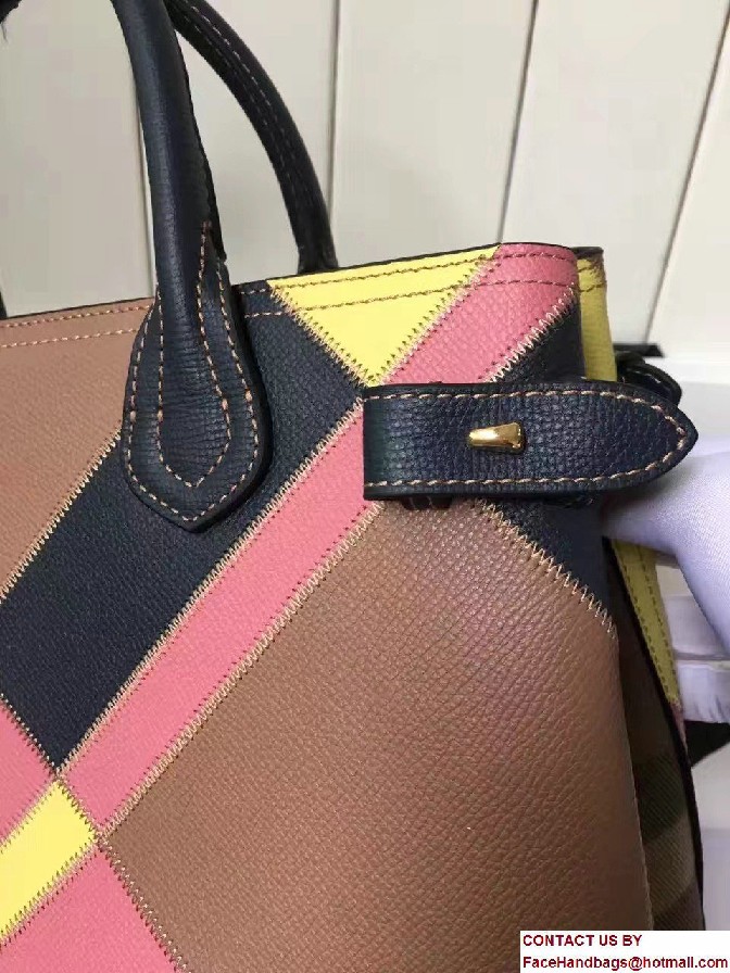 Colour Block Patchwork Leather Medium Banner Bag 40297141 Yellow 2017