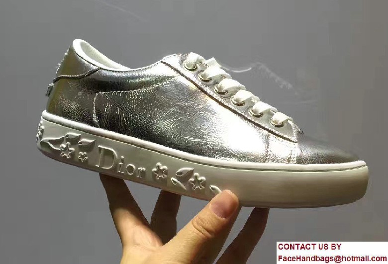 Dior Crinkled Lambskin Leather Sneakers Silver Cruise 2017 - Click Image to Close