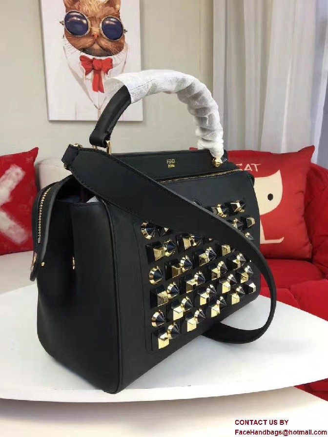 Fendi Black and Gold Studs Edition Dotcom Bag 2017