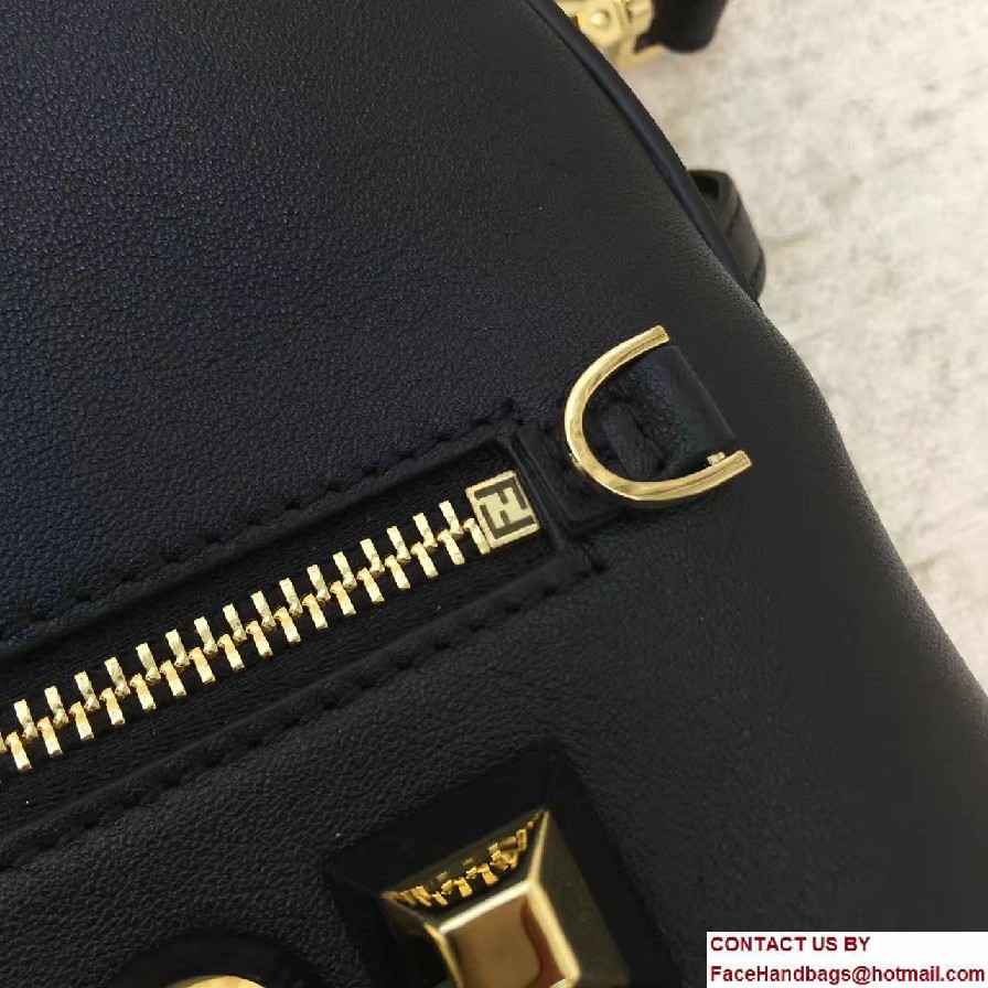 Fendi Calfskin Black and Gold Studs Edition Mini Backpack Bag Black 2017