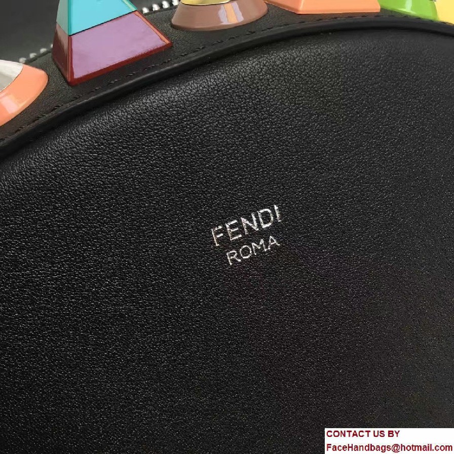 Fendi Calfskin Multicolored Rainbow Studs Backpack Bag Black 2017