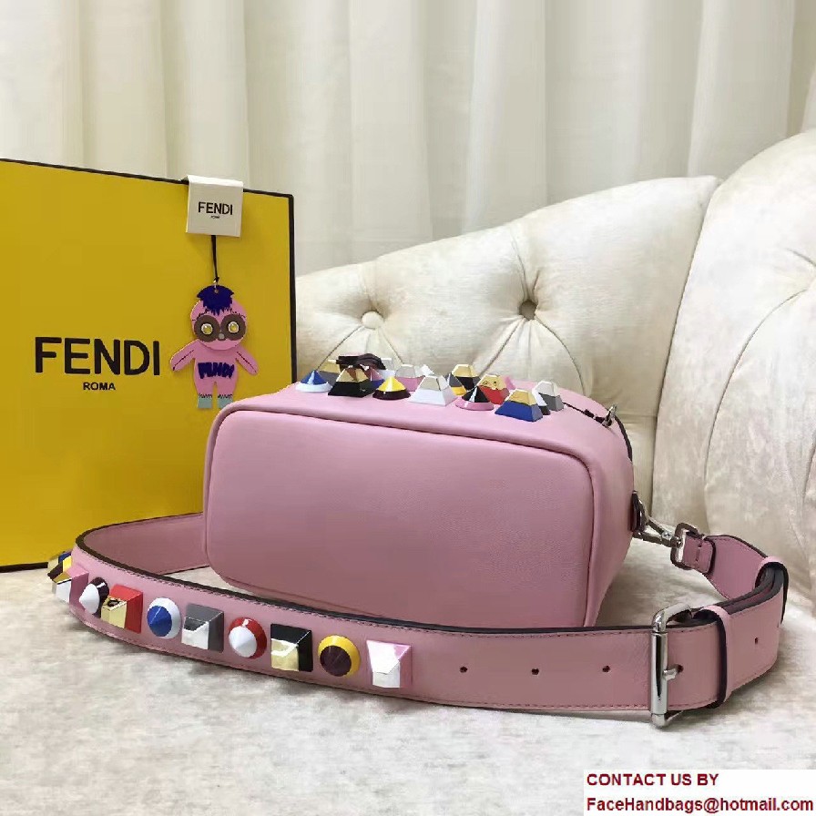 Fendi Calfskin Multicolored Rainbow Studs Mini Backpack Bag Pink 2017