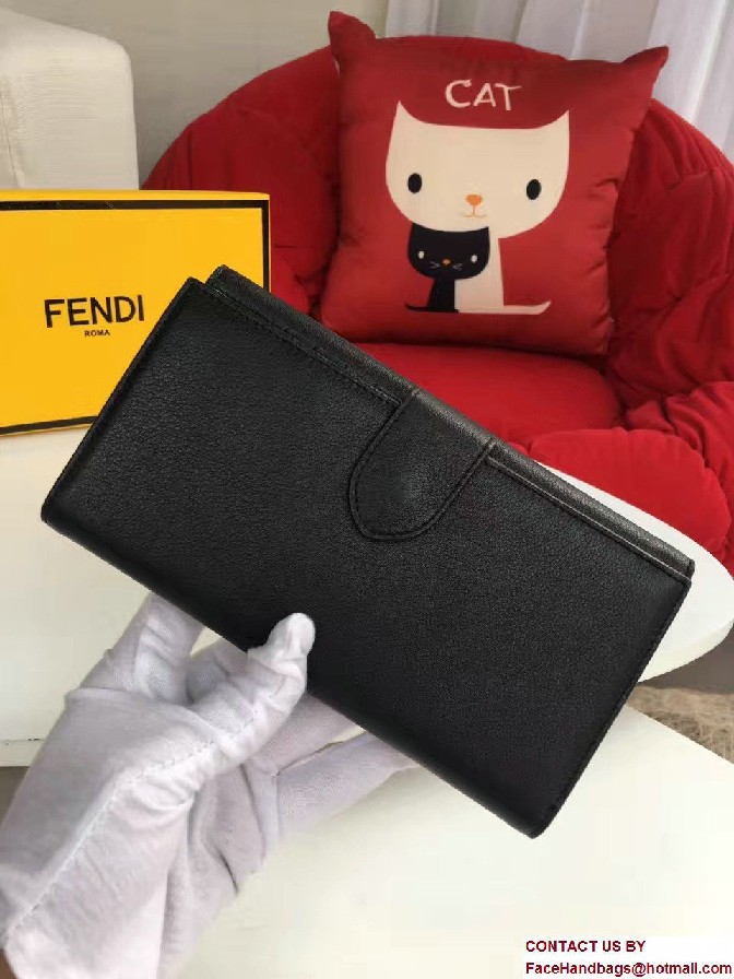 Fendi Conical Stud And Metal Ring Wallet Black 2016