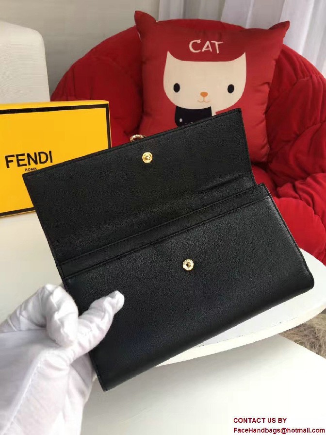 Fendi Conical Stud And Metal Ring Wallet Black 2016