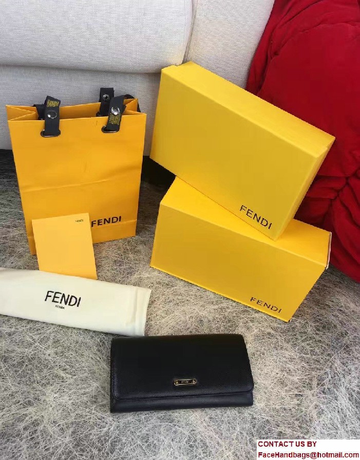 Fendi Enamel Logo Continental Crayons Wallet Black 2016