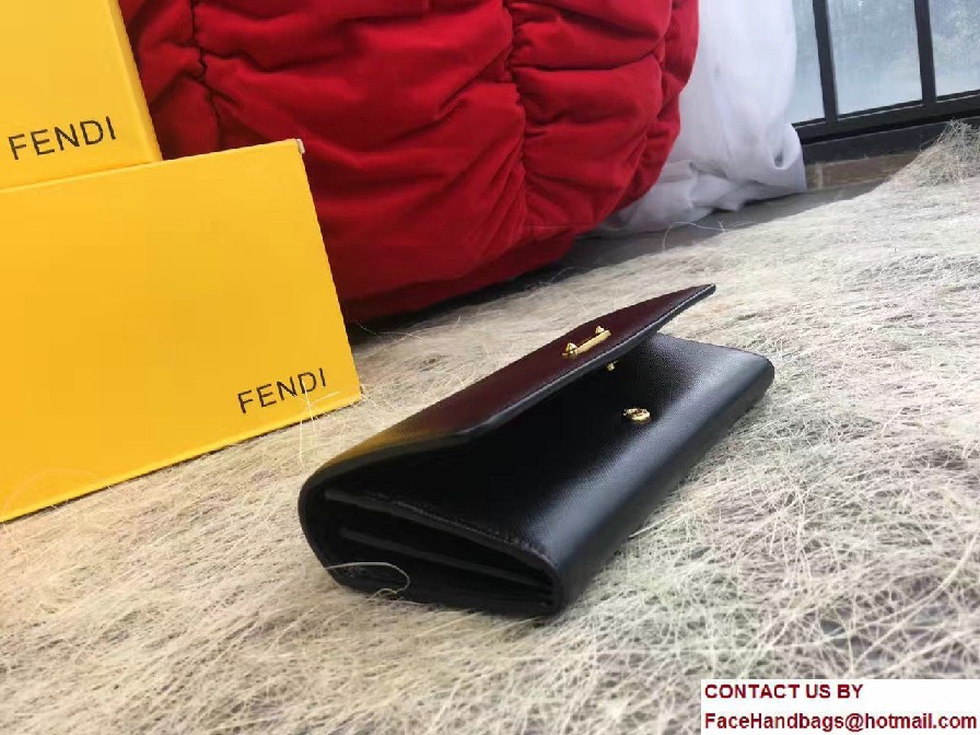 Fendi Enamel Logo Continental Crayons Wallet Black 2016