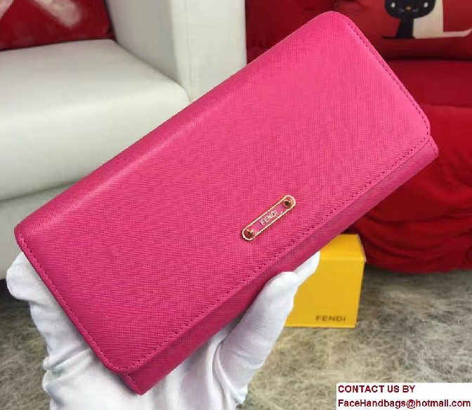 Fendi Enamel Logo Continental Crayons Wallet Fuchsia 2016 - Click Image to Close