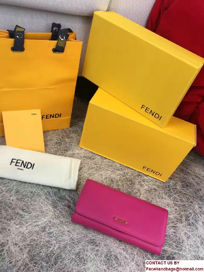 Fendi Enamel Logo Continental Crayons Wallet Fuchsia 2016