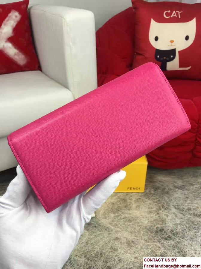 Fendi Enamel Logo Continental Crayons Wallet Fuchsia 2016