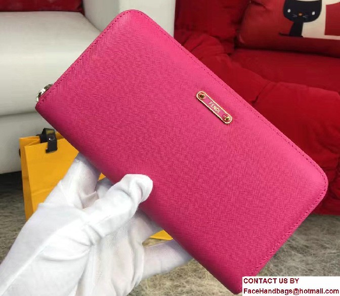 Fendi Enamel Logo Zip-Around Crayons Wallet Fuchsia 2016 - Click Image to Close