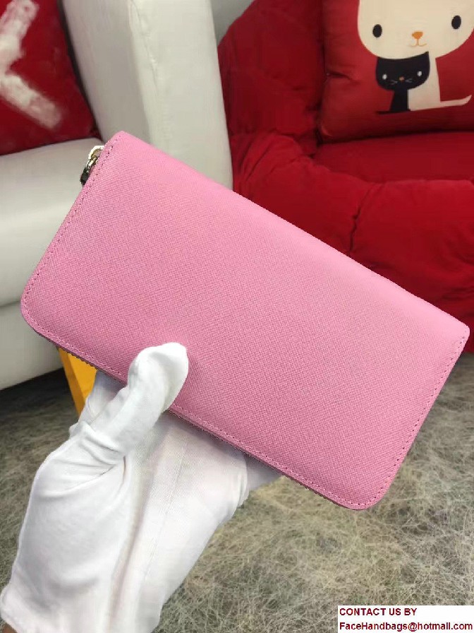 Fendi Enamel Logo Zip-Around Crayons Wallet Pink 2016