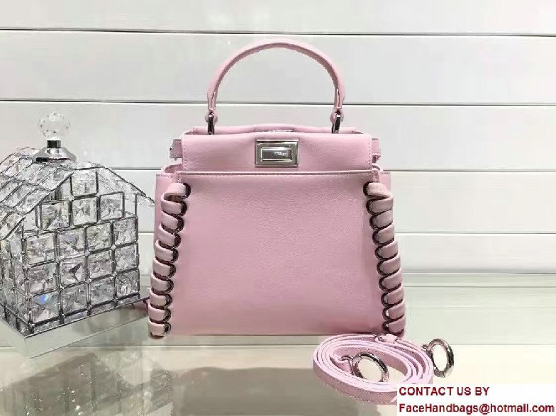 Fendi Interlaced Mini Peekaboo Bag light Pink 2016