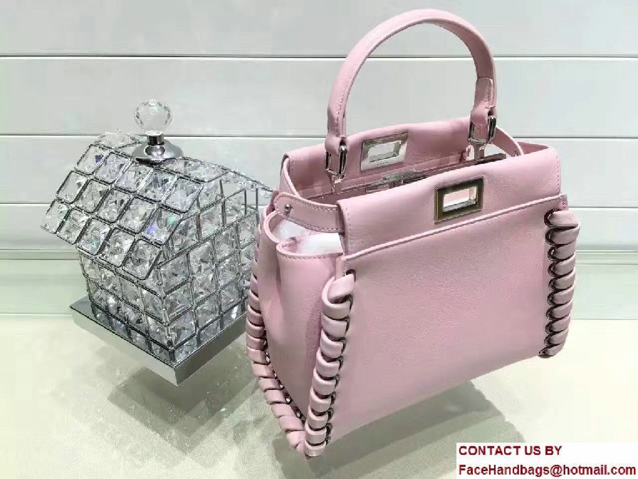 Fendi Interlaced Mini Peekaboo Bag light Pink 2016