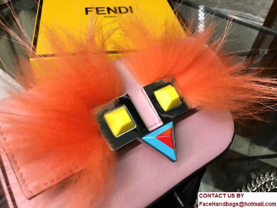 Fendi Legs with Shoes Leather And Fur Micro Baguette Bag Pink 2017