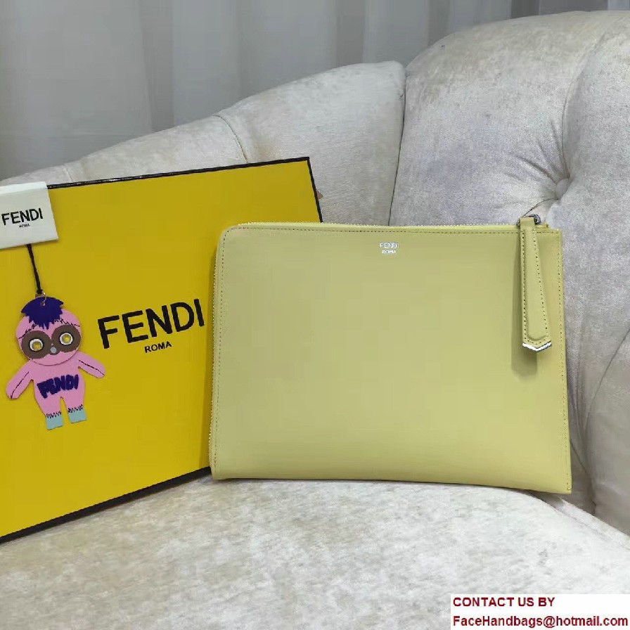 Fendi Multicolored Metal and Square Eyes Clutch Zip Pouch Bag Yellow 2017