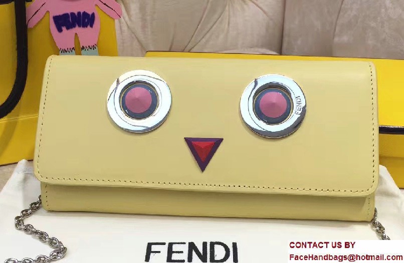 Fendi Multicolored Metal and Square Eyes Continental Wallet On Chain Bag Yellow 2017