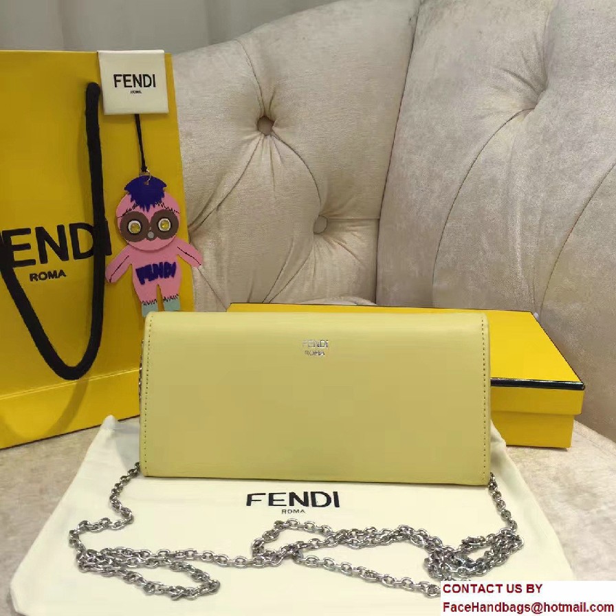 Fendi Multicolored Metal and Square Eyes Continental Wallet On Chain Bag Yellow 2017