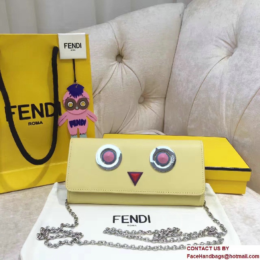 Fendi Multicolored Metal and Square Eyes Continental Wallet On Chain Bag Yellow 2017