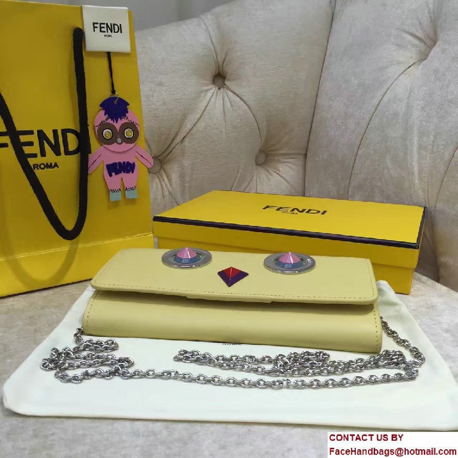 Fendi Multicolored Metal and Square Eyes Continental Wallet On Chain Bag Yellow 2017