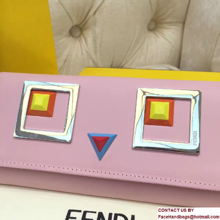 Fendi Multicolored Metal and Square Eyes Continental Wallet Pink 2017