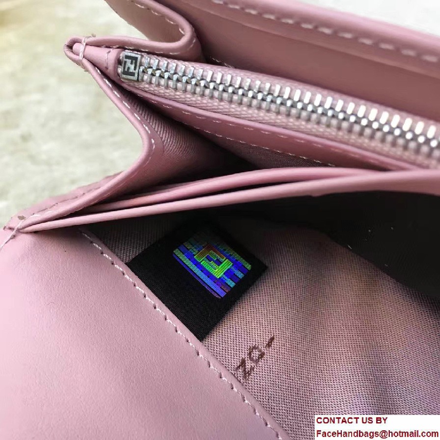 Fendi Multicolored Metal and Square Eyes Continental Wallet Pink 2017