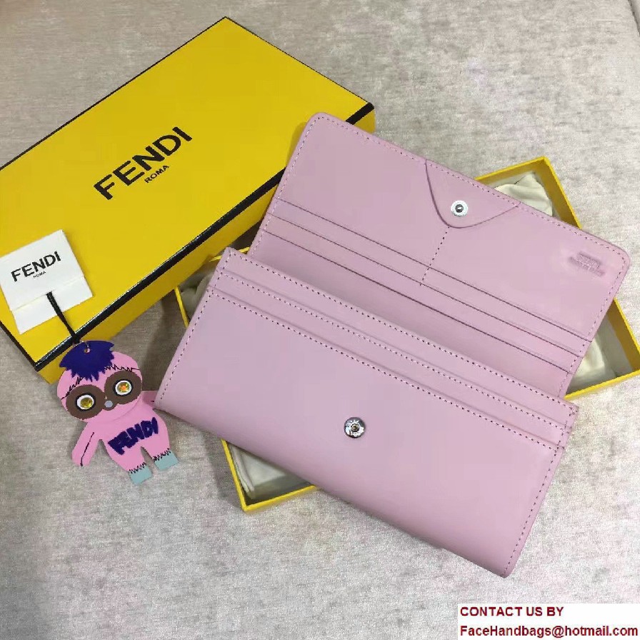 Fendi Multicolored Metal and Square Eyes Continental Wallet Pink 2017