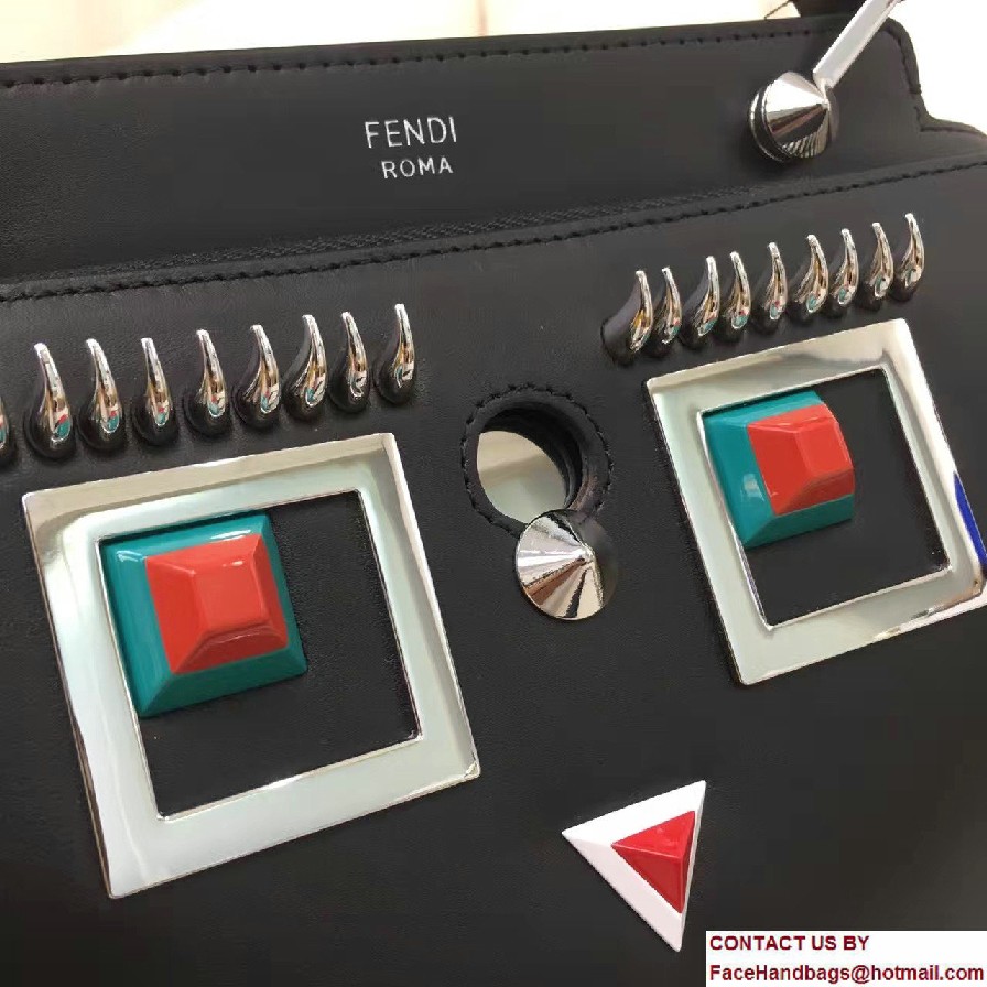 Fendi Multicolored Metal and Square Eyes Dotcom Click Small Bag Black 2017