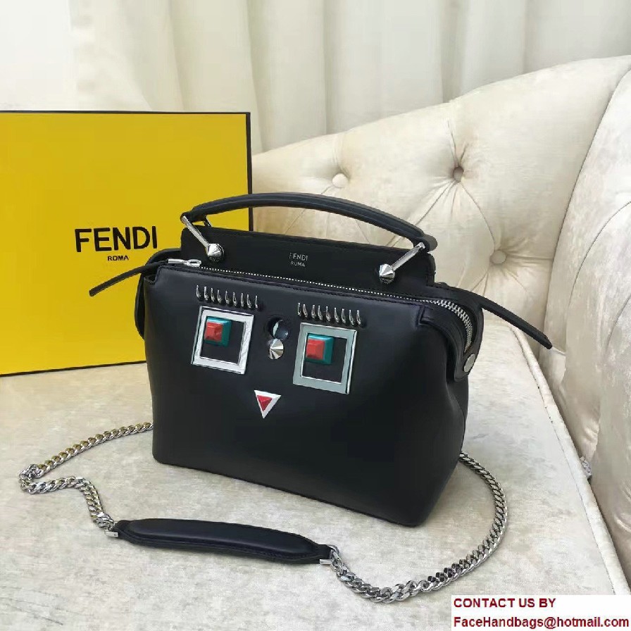 Fendi Multicolored Metal and Square Eyes Dotcom Click Small Bag Black 2017