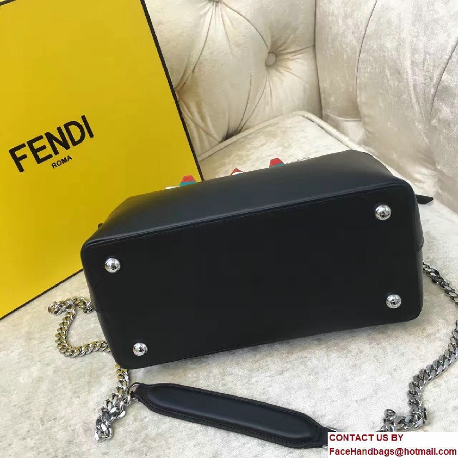 Fendi Multicolored Metal and Square Eyes Dotcom Click Small Bag Black 2017