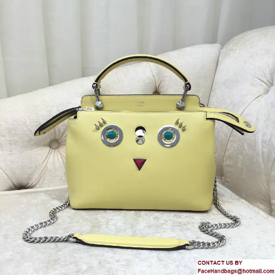 Fendi Multicolored Metal and Square Eyes Dotcom Click Small Bag Yellow 2017