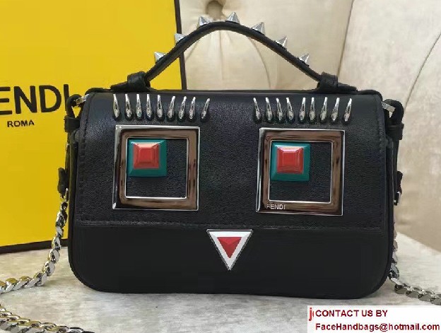 Fendi Multicolored Metal and Square Eyes Double Micro Baguette Bag Black/Yellow 2017