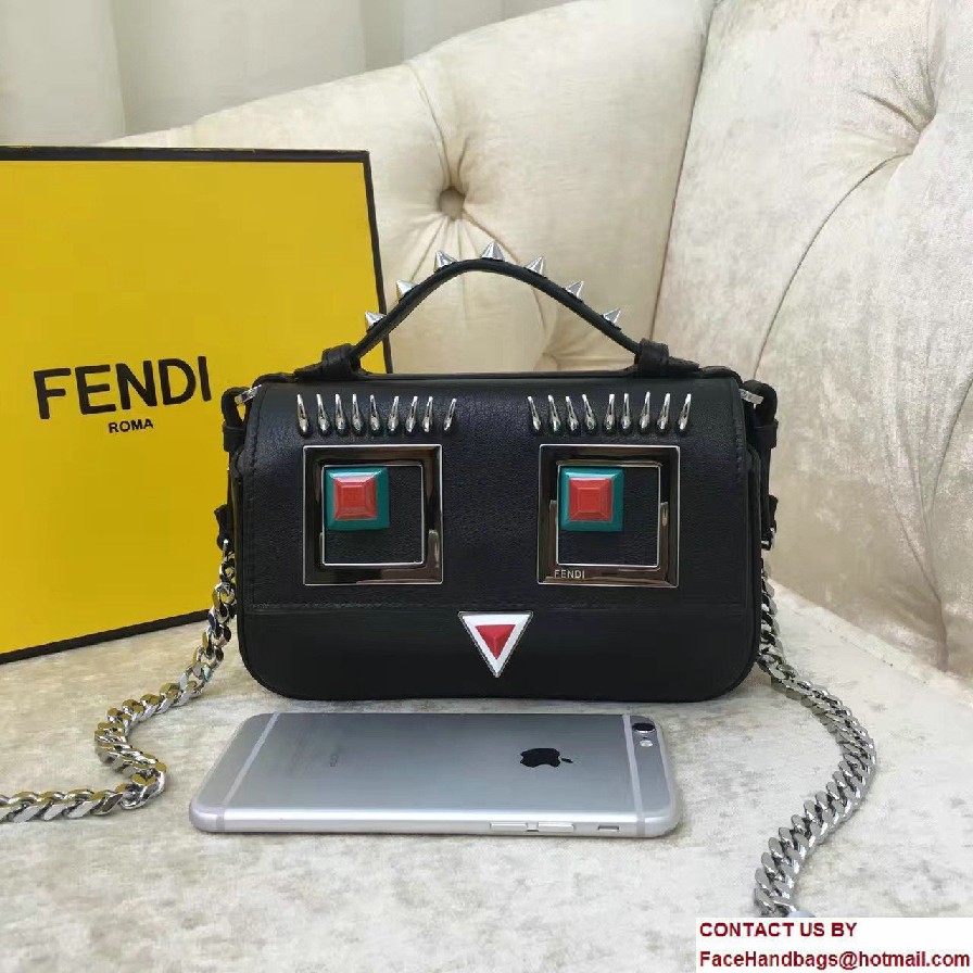 Fendi Multicolored Metal and Square Eyes Double Micro Baguette Bag Black/Yellow 2017