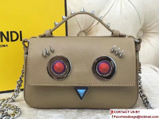 Fendi Multicolored Metal and Square Eyes Double Micro Baguette Bag Camel/Pink 2017 - Click Image to Close