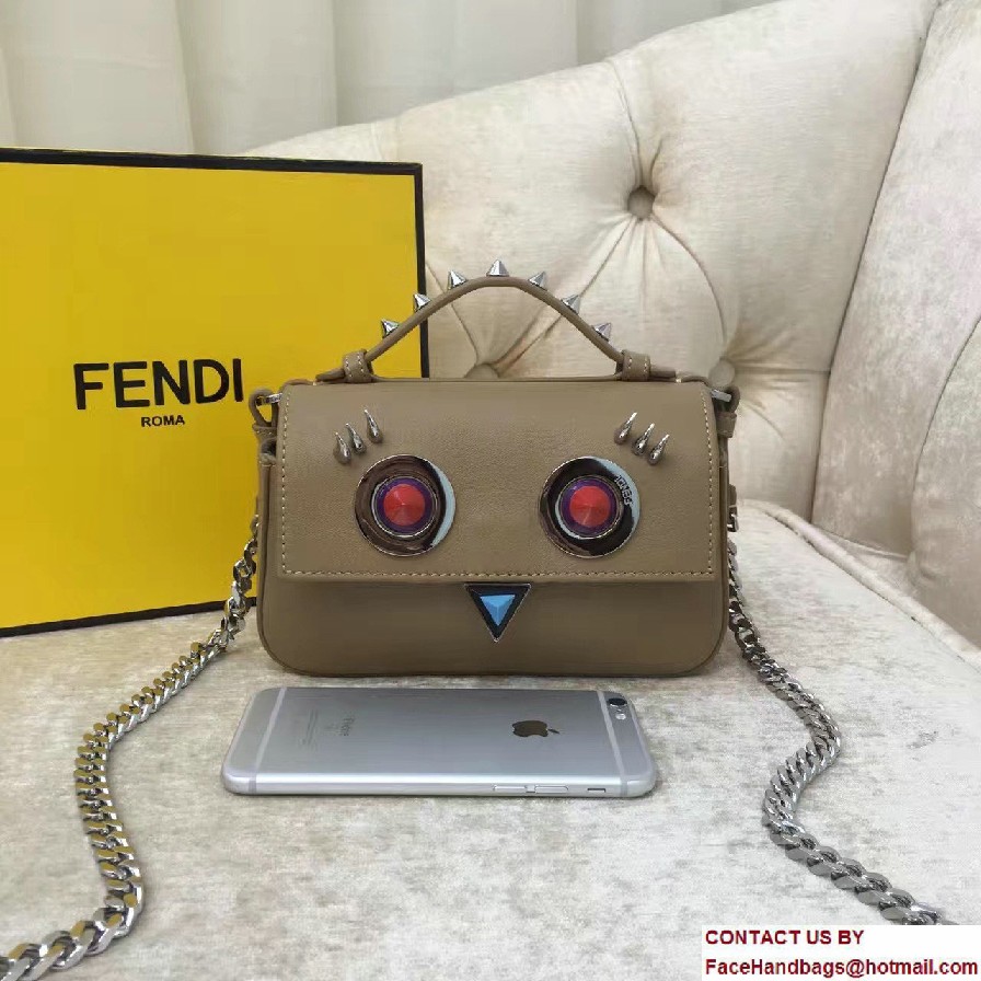 Fendi Multicolored Metal and Square Eyes Double Micro Baguette Bag Camel/Pink 2017