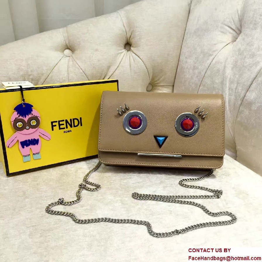 Fendi Multicolored Metal and Square Eyes Wallet On Chain Bag Apricot 2017