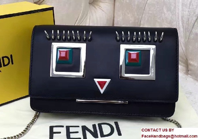 Fendi Multicolored Metal and Square Eyes Wallet On Chain Bag Black 2017 - Click Image to Close