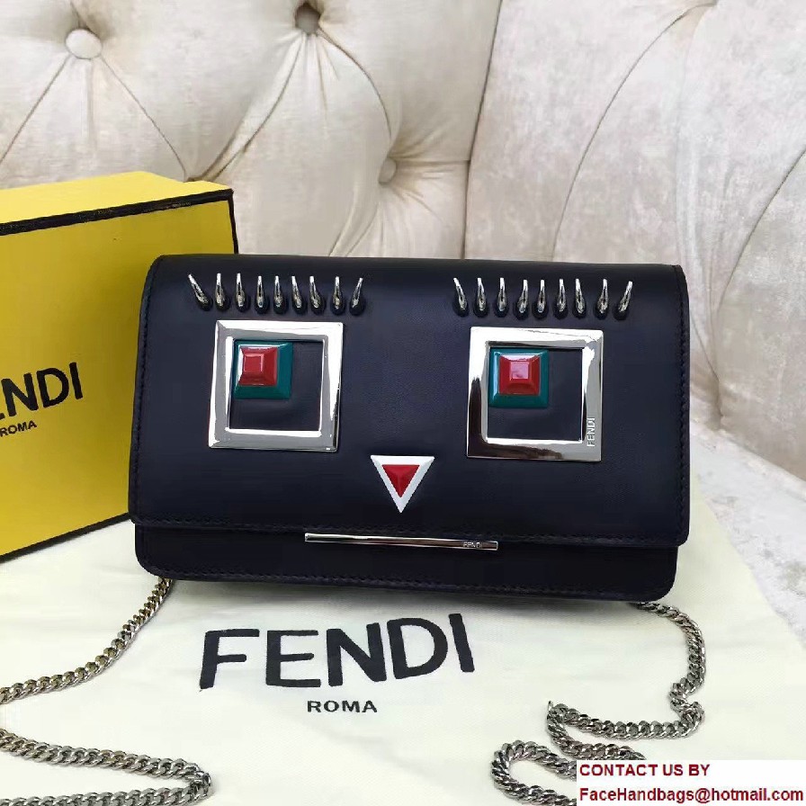 Fendi Multicolored Metal and Square Eyes Wallet On Chain Bag Black 2017