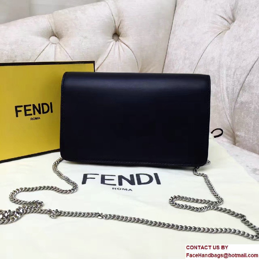 Fendi Multicolored Metal and Square Eyes Wallet On Chain Bag Black 2017