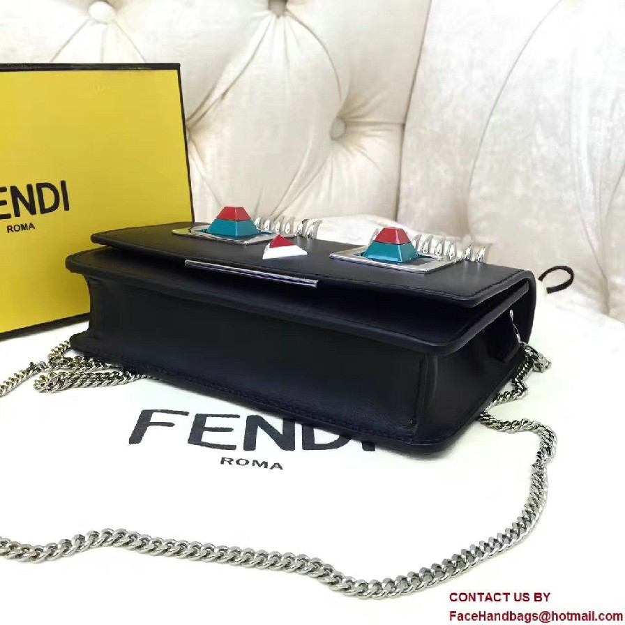 Fendi Multicolored Metal and Square Eyes Wallet On Chain Bag Black 2017