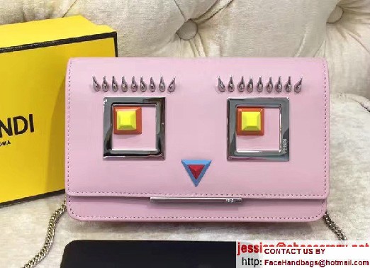 Fendi Multicolored Metal and Square Eyes Wallet On Chain Bag Pink 2017