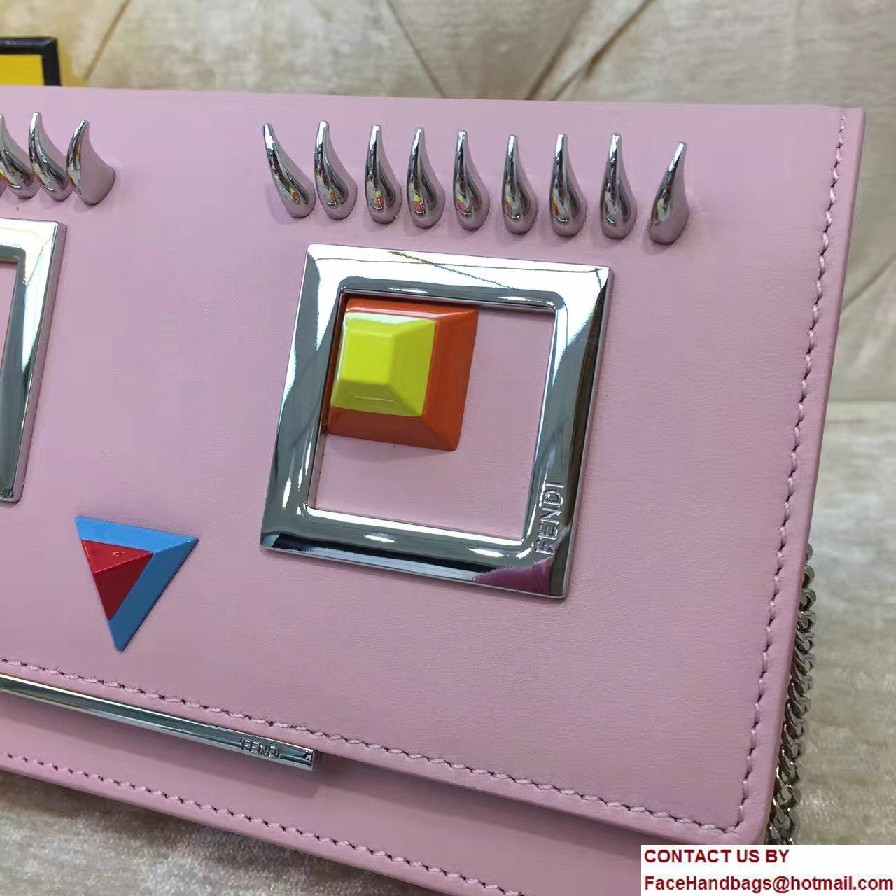 Fendi Multicolored Metal and Square Eyes Wallet On Chain Bag Pink 2017