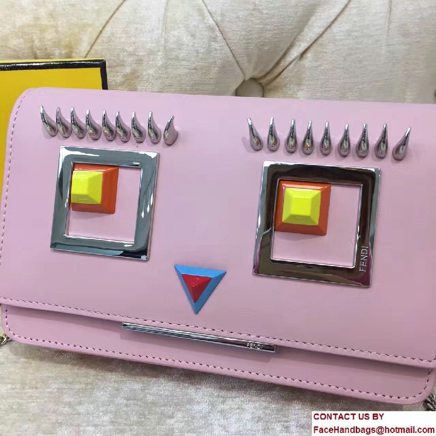 Fendi Multicolored Metal and Square Eyes Wallet On Chain Bag Pink 2017