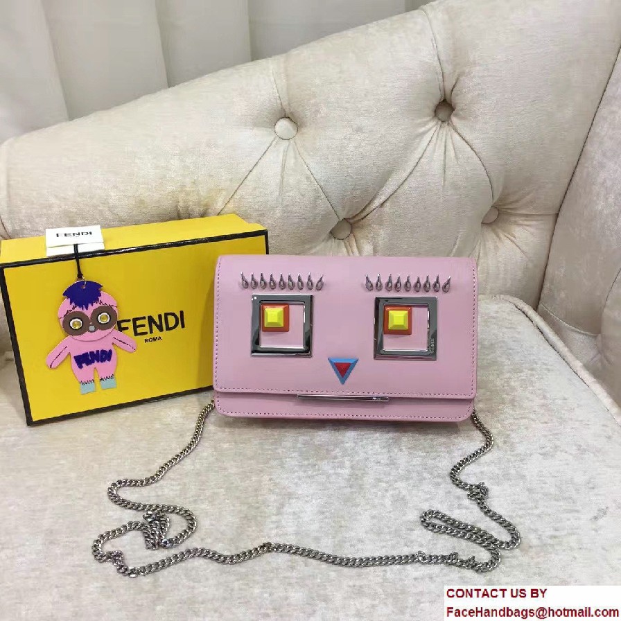 Fendi Multicolored Metal and Square Eyes Wallet On Chain Bag Pink 2017