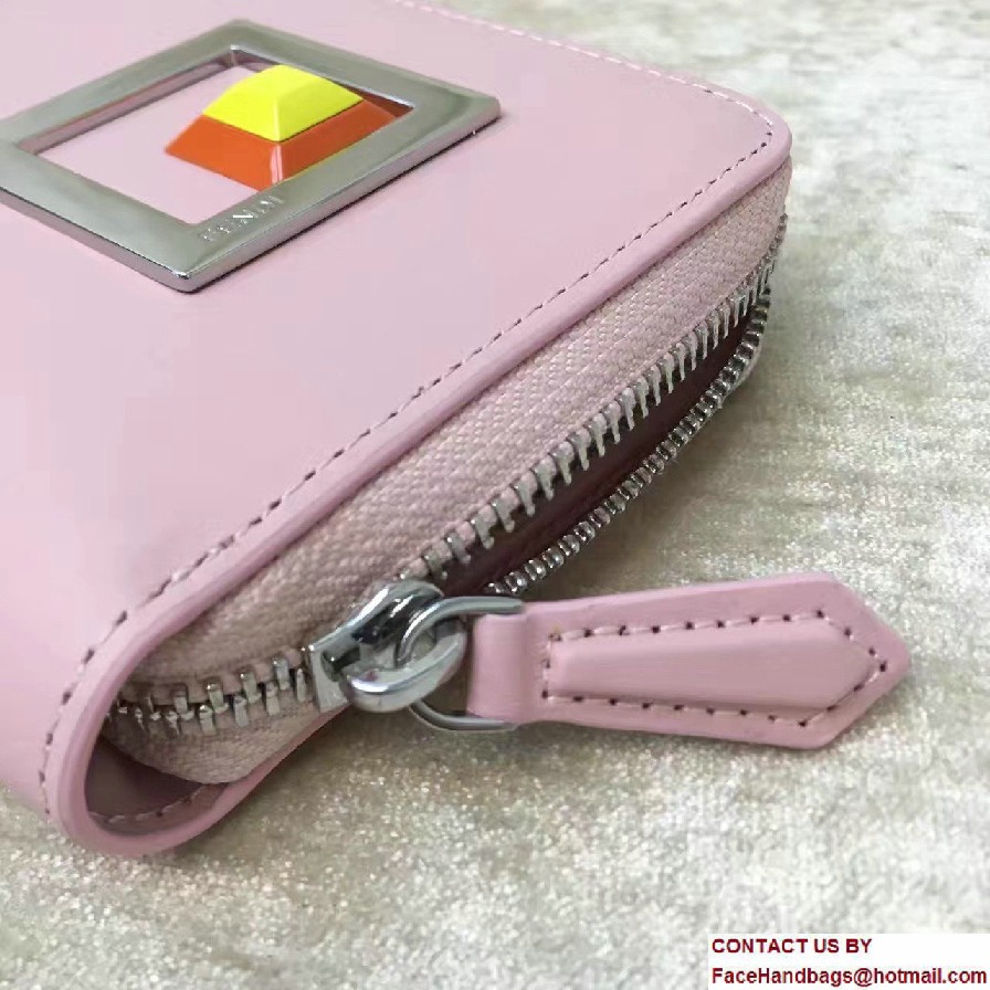 Fendi Multicolored Metal and Square Eyes Zip-Around Wallet Pink 2017