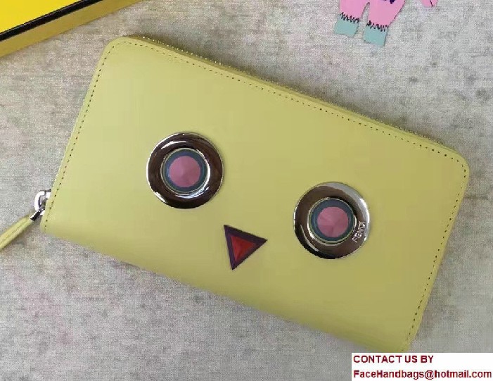 Fendi Multicolored Metal and Square Eyes Zip-Around Wallet Yellow 2017 - Click Image to Close