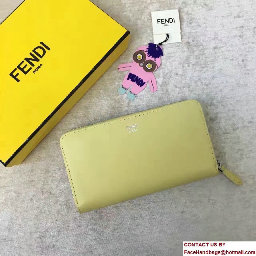 Fendi Multicolored Metal and Square Eyes Zip-Around Wallet Yellow 2017