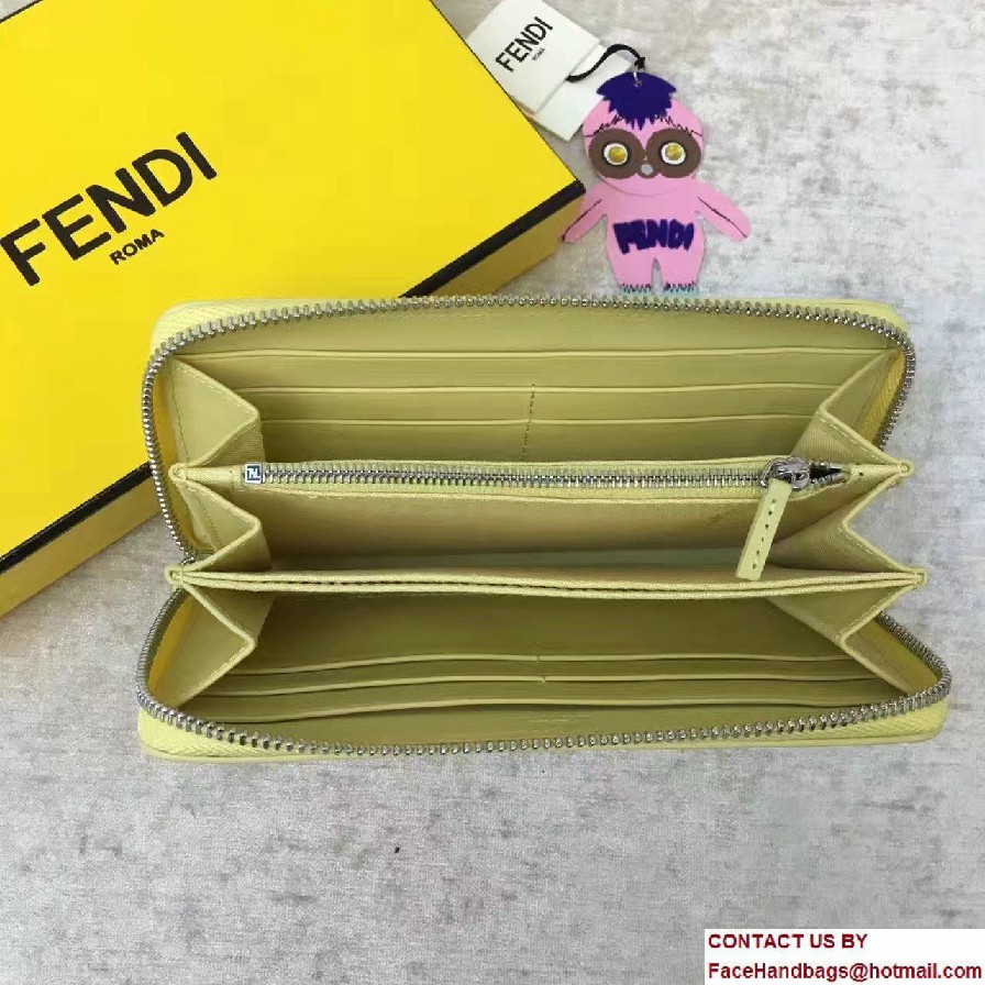 Fendi Multicolored Metal and Square Eyes Zip-Around Wallet Yellow 2017