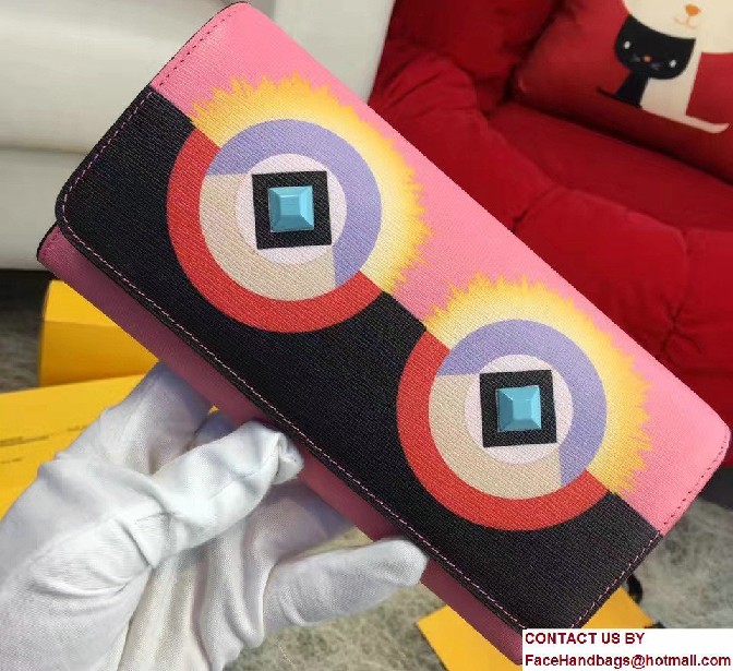 Fendi Multicolored Print And Plexiglass Studs Crayons Continental Wallet 2016