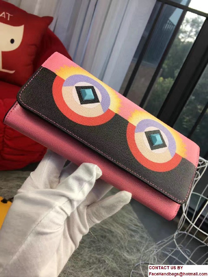 Fendi Multicolored Print And Plexiglass Studs Crayons Continental Wallet 2016